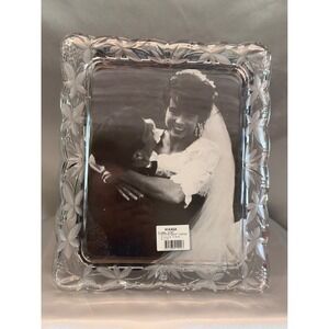 Mikasa Floral Mist Crystal 8x10 Picture Frame Frosted Etched Glass in Box